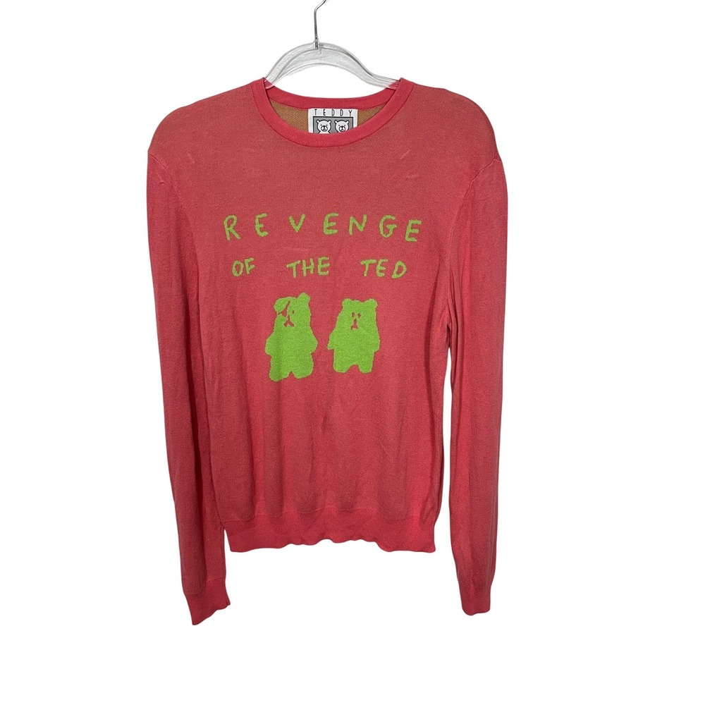 Teddy Fresh Sweater Womens Medium Pink‎ Revenge of the Ted Graphic Knit Pullover